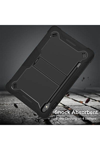 Techsuit [Pachet 360°] Husa + folie sticla Samsung Galaxy Tab S9 FE Rugged TabShell, negru