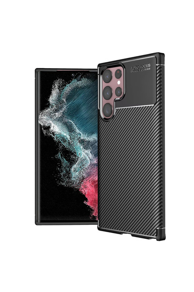 Techsuit Θήκη Samsung Galaxy S22 Ultra 5G από ανθρακονήματα, μαύρη
