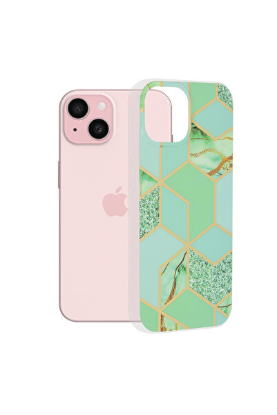 Techsuit Husa iPhone 15 Marble, Green Hex