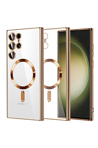 Techsuit Husa premium Samsung Galaxy S23 Ultra Luxury Crystal MagSafe, auriu