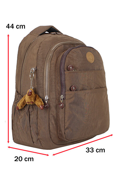 Dada Waterproof Crinkle Fabric Large Size Multi-Pocket School Backpack with Side Pockets Orthopedic Toprak