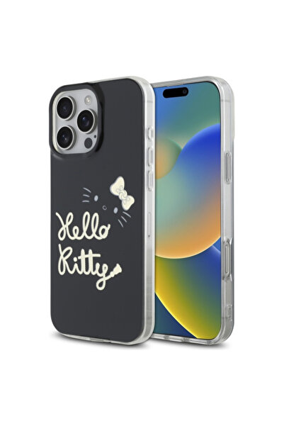 Hello Kitty Husa Hello Kitty iPhone 16 Pro Max Hardcase IML Golden Diva MagSafe, negru, HKHMP16XHGDIK