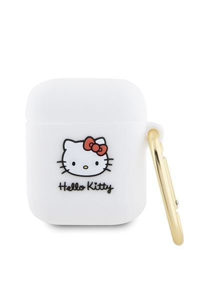 Hello Kitty Husa AirPods 1 Hello Kitty Silicone 3D Kitty Head, HKA23DKHSH, alb