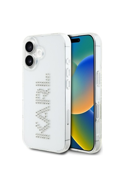 Karl Lagerfeld Husa iPhone 16 Karl Lagerfeld IML Rhinestones, Transparent Log...