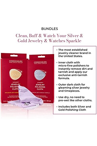 Connoisseurs Ultrasoft Gold & Silver Jewelry Polishing Cloth, 1 Count (Pack of 2), synthetic-fiber