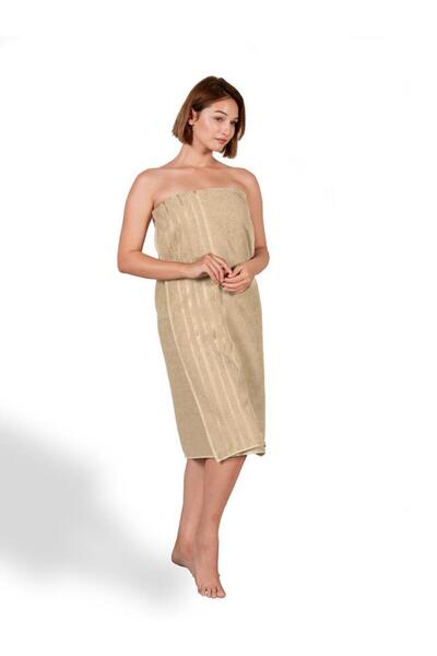 Karna Home Μπεζ πετσέτα μπάνιου Μονή Ντόρα 90x150 εκ. Υψηλής Απορροφητικότητας