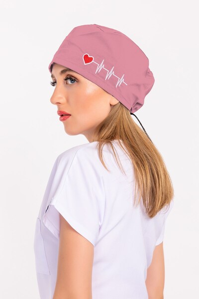 Nur Medikal Giyim Unisex Koyu Pudra Kalp Ritim Nakışlı Doktor Hemşire Hastane...