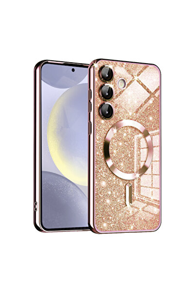 Techsuit Husa premium Samsung Galaxy S24 Luxury Glitter MagSafe, roz auriu