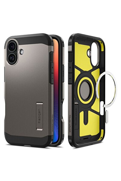 Spigen Husa iPhone 16 Tough Armor MagSafe, cenusiu