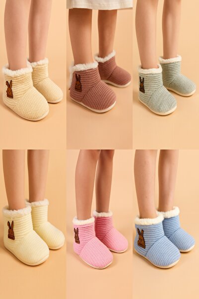 dinamik çocuk Baby Panduf Booties Knitwear Wellsoft Anti-Slip Sole (Sole Size 13cm) Home Boots Slippers Nursery Shoes