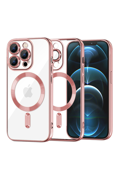 Techsuit Husa premium iPhone 12 Pro Max Luxury Crystal MagSafe, roz