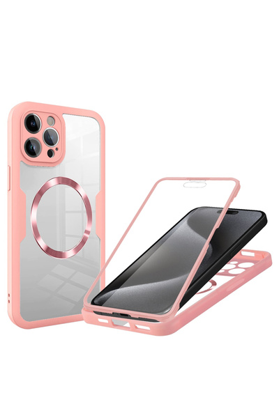 Techsuit Husa 360° iPhone 15 Pro Max ColorVerse MagSafe, roz