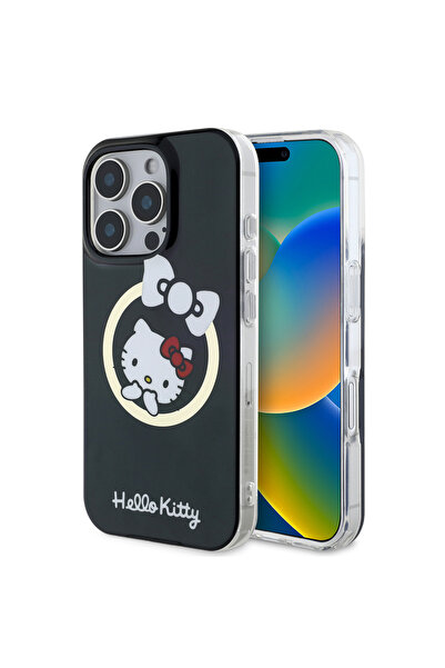 Hello Kitty Husa Hello Kitty iPhone 16 Pro Max Hardcase IML Fun Bow MagSafe, negru, HKHMP16XHFLBK