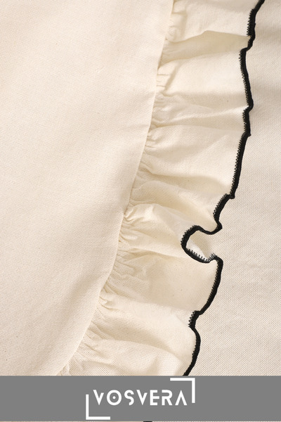 vosvera Fırfırlı Keten Pamuklu Koltuk Örtüsü Tek Biyeli Kolları Örten 180 x 320 cm