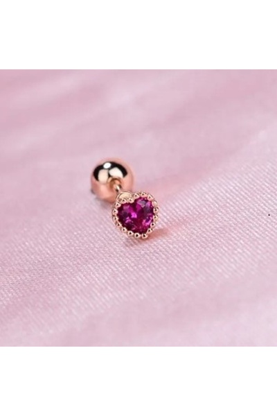 KESNUP Piercing stud earring, 1 piece, heart pattern, Purple / Rose Gold