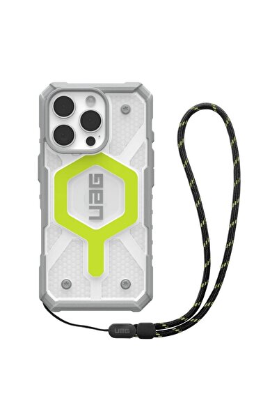 UAG Husa iPhone 16 Pro Max Pathfinder Clear MagSafe, Active Neon Lanyard