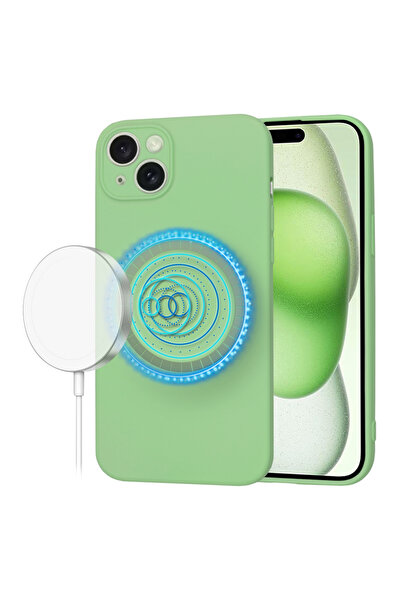 Techsuit Husa silicon iPhone 15 Plus SoftFlex MagSafe, verde deschis