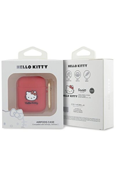 Hello Kitty Husa AirPods 1 Hello Kitty Silicone 3D Kitty Head, HKA23DKHSF, rosu
