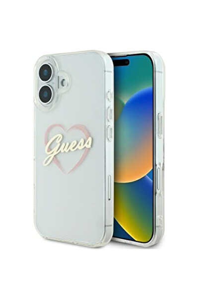 Guess Husa Hardcase IML Heart iPhone 16, transparenta, GUHCP16SHCHGSPT