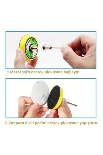 DepoMega 52 Parça Mini Cırt Zımpara Pimli Matkap Gravür Uyumlu 3.2 mm Zımpara Seti