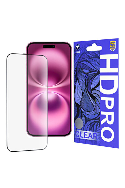 Lito iPhone 16 Plus HD Pro Clear glass screen protector, black