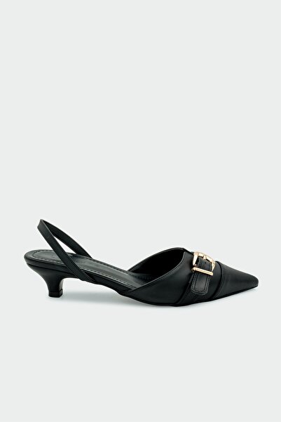 LamintaGlobal Dudi Black Belt Detailed Women's Heeled Shoes