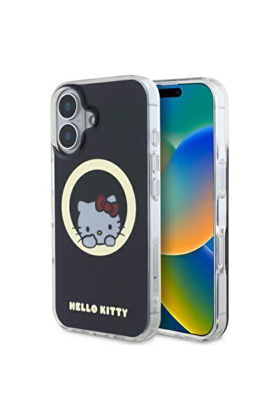 Hello Kitty Husa Hello Kitty iPhone 16 Hardcase IML Sweet Kitty MagSafe, negru, HKHMP16SHSWKK