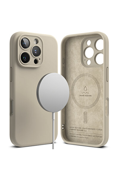 Ringke Husa iPhone 16 Pro Max Silicone Magnetic MagSafe, crem