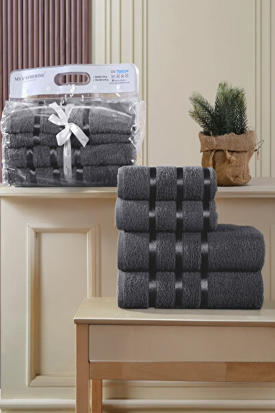 My Catherine Набір для ванної кімнати з 4 предметів, 100% бавовна, 2 великі рушники для ванної (70x140 см), 2 рушники для обличчя (50x90 см)