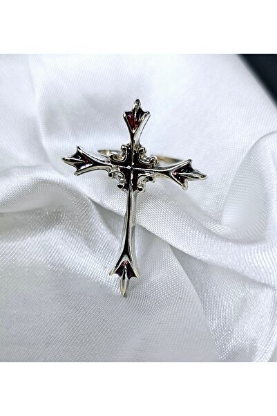 DÜKKAN DESİGN KIRMIZI MİNELİ GOTİK HAÇ YÜZÜK