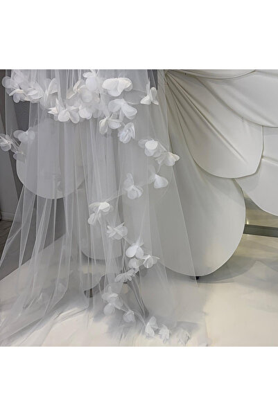 Gold Moda Wedding Üç Boyutlu Çiçekli Duvak