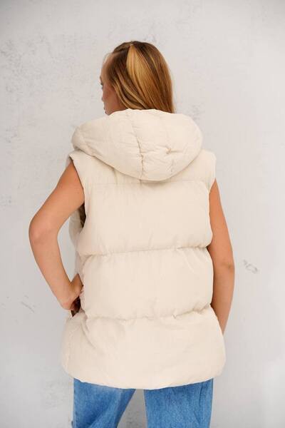 MEYASU Women's Hooded 3-Pocket Puffer Vest - Boyfriend
