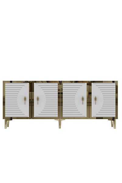 CENEYRA KA1801BG TUNA180 KONSOL, KAHVE KÖŞESİ, TV SEHPASI BEYAZ-GOLD 180cm