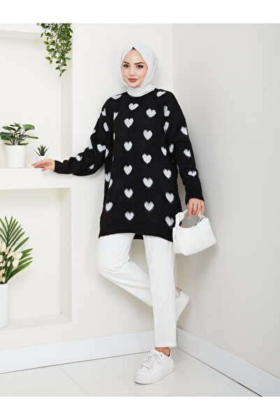 FERHEL Tricotaj cu model de inimă Yumoş ip Pulover tunică