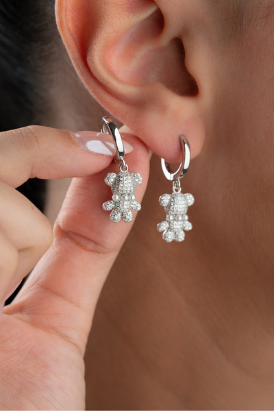 Silvano Jewelry 925 Ayar Gümüş Ayıcık Küpe