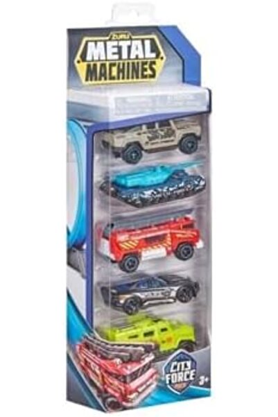 Metal machines Metal Die-Cast City Force Vehicle Pack – 5-Piece Emergency & Rescue Car Set for Kids (Ages 3+)