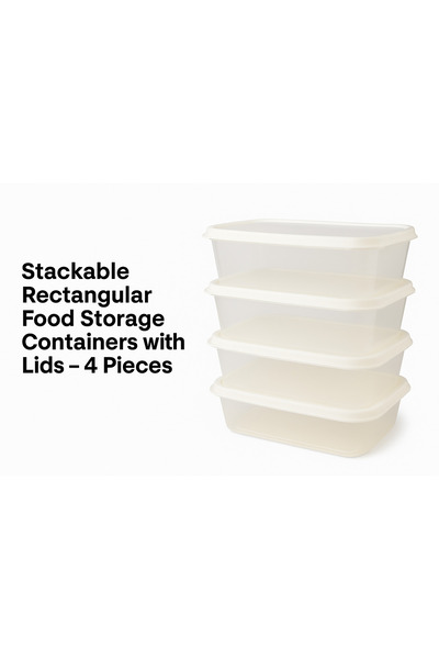 TSUMAB Stackable Rectangular Food Storage Containers with Lids – 4 Pieces