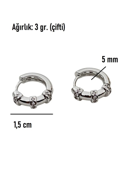 Siya Silver Special Series Tarnish-Free Steel Zircon Stone Minimal Hoop Earrings - 1.5 cm