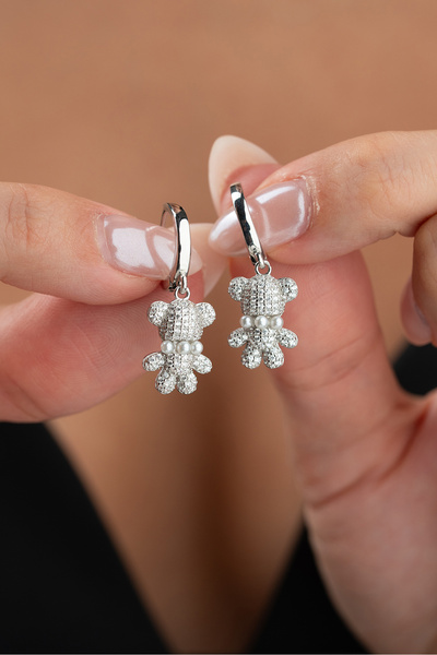 Silvano Jewelry 925 Ayar Gümüş Ayıcık Küpe