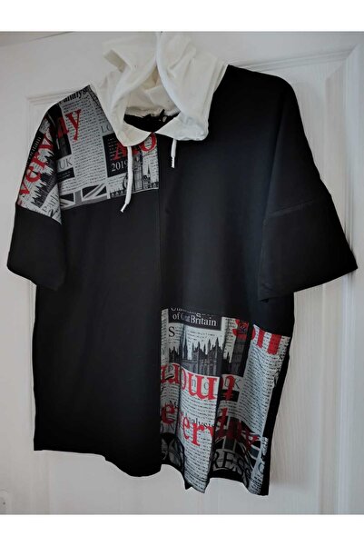 anne moda ankara Hooded, Short Sleeve 95% Cotton Comfortable Fit Sweatshirt