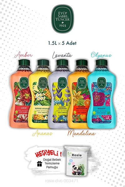 Eyüp Sabri Tuncer Set of 5 1.5L Liquid Soap Scents Land of Scents and Rosie