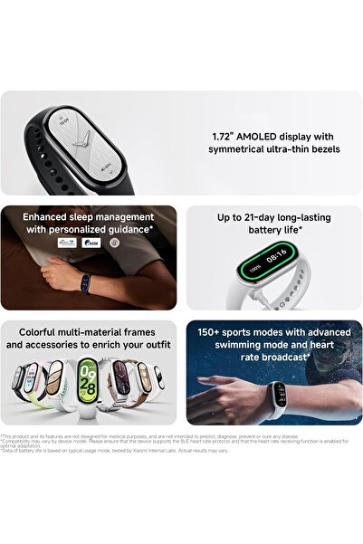 Xiaomi Smart Band 10 1.75" AMOLED – up to 21 days (Frost Silver)