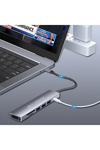 SKY TOUCH محول USB-C متعدد المنافذ من SKY-TOUCH 7 في 1
