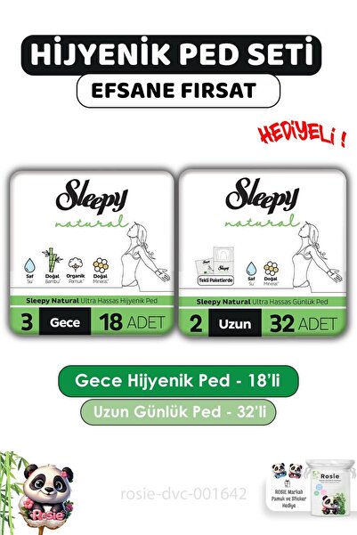 Sleepy Natural Ped Gece 18 Li + Günlük Uzun 32 Li ve ROSIE