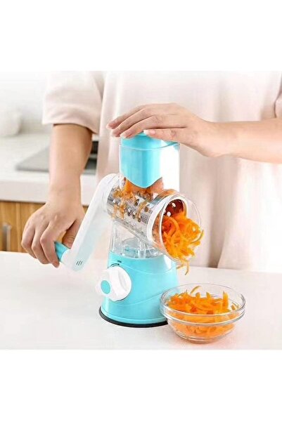 Generic Hand Crank Rotary Vegetable Cutter | Multi-Functional Slicer & Chopper with 3 Blades