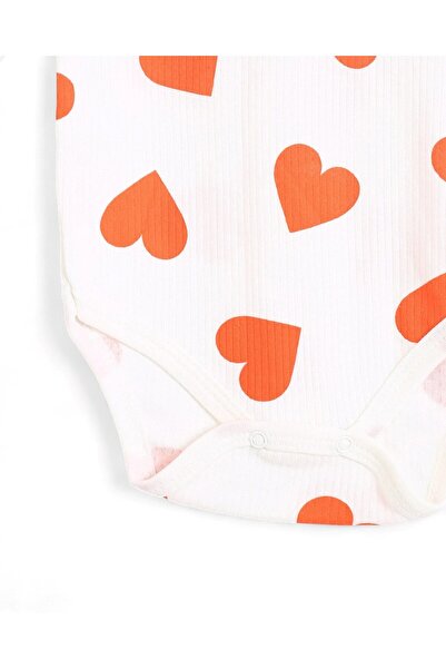 Egelite Girl's 0-3 Years Old Long Sleeve Heart Printed Snap Fastener Bodysuit / Tank Top / Zibin