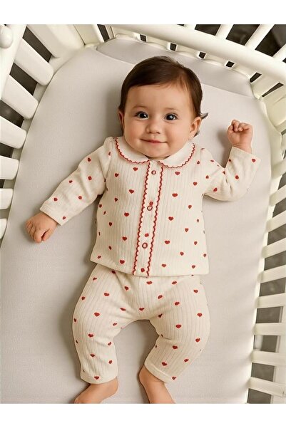 ALTINTAŞ BABY Heart Printed Baby Girl Pajama Set