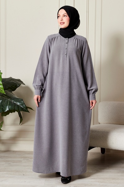 fistan Shirt Roba Front Buttoned Loose Sand Crepe Dress Hijab Dress Mother's Dress Prayer Dress