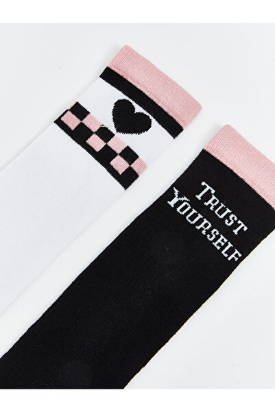 LC Waikiki Sparkling Choices from Shining Store |   Patterned Girls' Knee Socks, Pack of 2