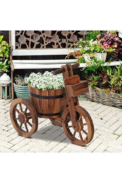 genric OneDcor Wooden Tricycle-Shaped Flower Pot Planter